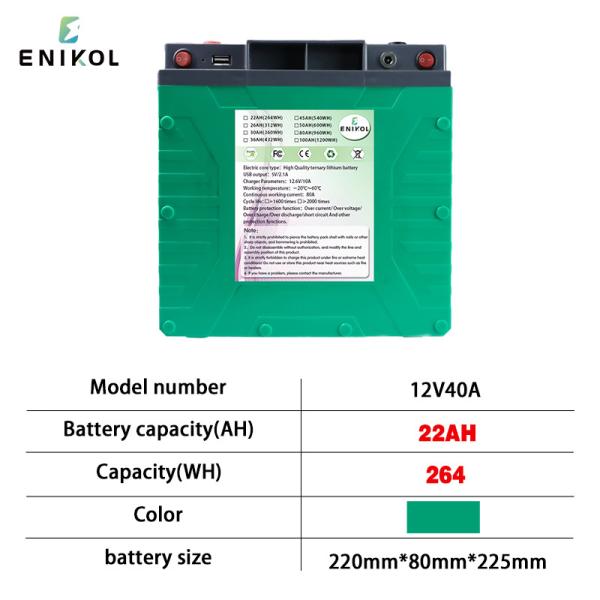 Bateria recarregável de iões de lítio de 12V LiFEPO4 Bateria solar 22ah
