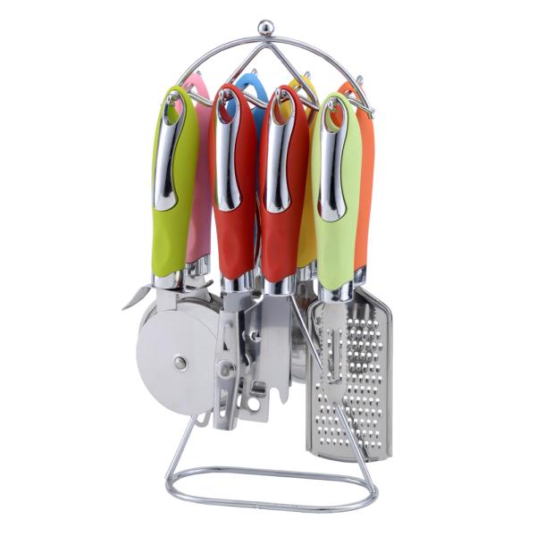 Food Grade Stainless Steel Kitchen Utensils Set with Rainbow Gadgets and Pizza Tools