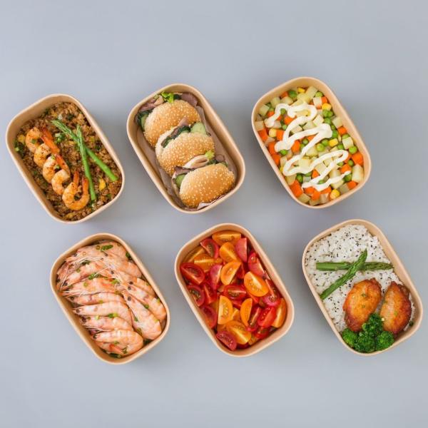 Customized Request 900 Ml Eco-Friendly Disposable Lunch Box Kraft Paper Box with Lid