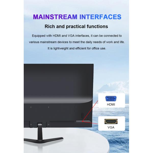 HD 19.5 Inch Office Monitor 60Hz 75Hz 100Hz CCTV System Audio Function Fixed Bracket