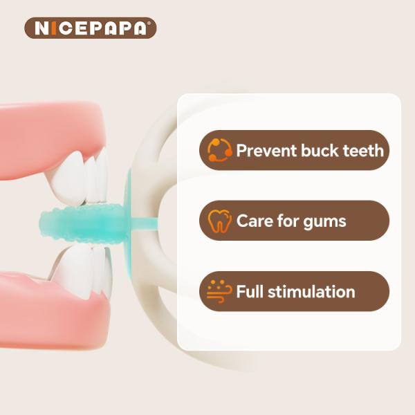 New arrival Safe silicone teether does not hurt baby product teeth health Sensory development (Blue)