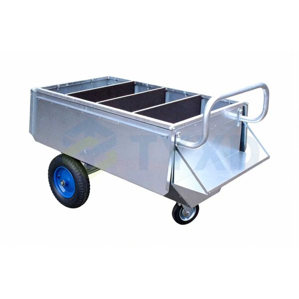 TYXD  Durable Galvanized Steel Horse Feed Storage Box, Large Capacity Horse Feed Cart