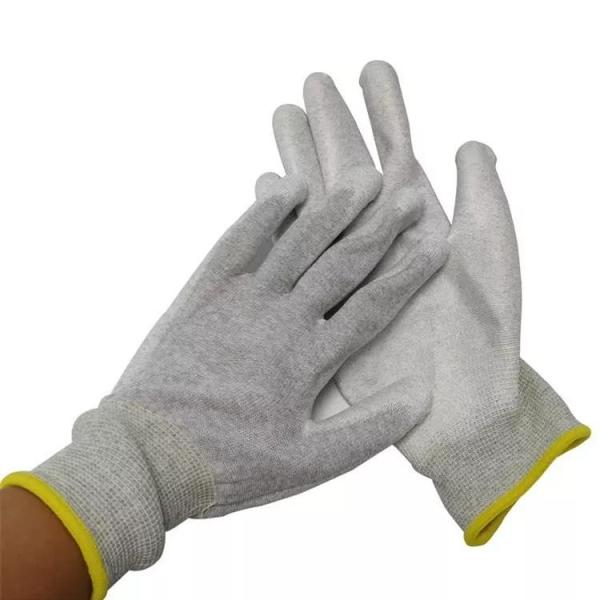 13 Gauge Knitted Lined Pu Coated Gloves ESD Antistatic Carbon Fiber Finger Men Construction Gloves
