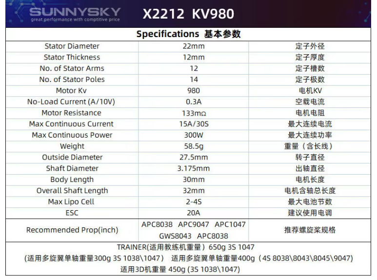 SUNNYSKY X2212 KV1400 Brushless Metal FPV Drone 3D Fixed-Wing Airplane RC Quadcopter With Flat Shaft Design