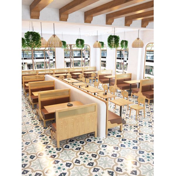 Customized New Design Woven Rattan Chair and Sofa Plywood Table Restaurant Cafe Sets