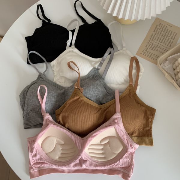 New Style Women Wholesale Pure Cotton Ribbed Bra Thin Slim Girl Special Cotton Bra Low Minimum Order Quantity Wholesale