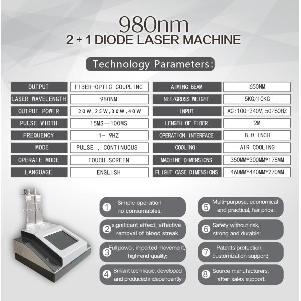 Portable 2 In1 980nm Diode Laser Facial Beauty Machine For Facial Vascular Vein Removal