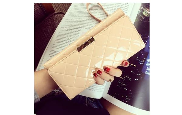 2016 summer sweet new Slim simple long section clutch wallet Ms. Lingge patent leather