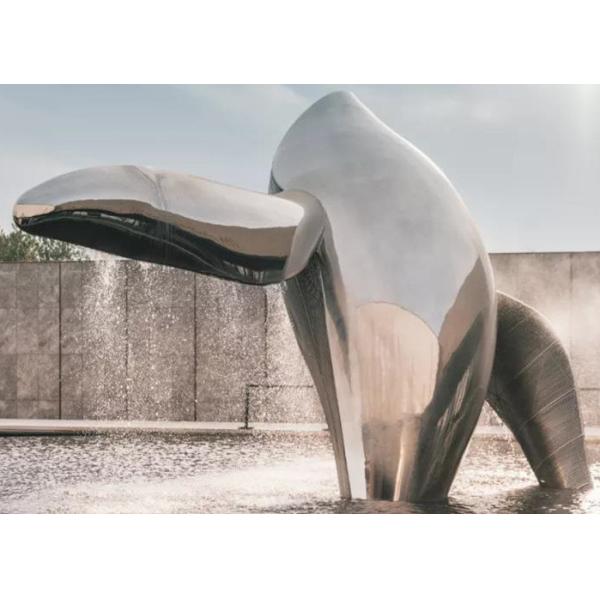 Whale Mirrored Garden Animal Sculptures Metal Stainless Steel Customized