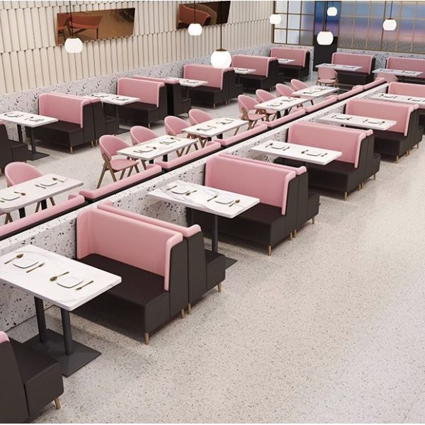 Wholesale Best Price Restaurant Furniture Coffee Shop Canteen Sofa Booth Light Luxury Velvet Leisure Sofa for Sale