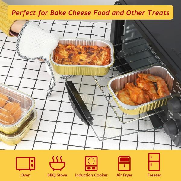Small Aluminum Foil Pot with PP Cover 1 lb 50 Packs 16 oz