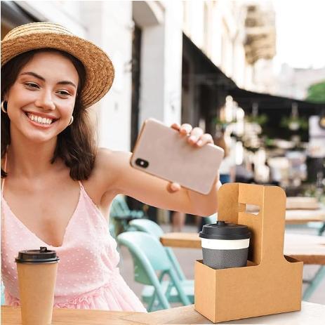 2 Cup Disposable Paper Cup Holder for Drink Takeout Elevate Takeout Experience