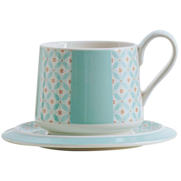 Simple Blue Ceramic Cup And Saucer Set For Cappuccino Or Tea In Europe Design