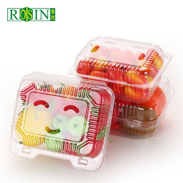 Square PET Thermoformed Plastic Fruit Packaging Clamshell Fruit And Vegetable Packaging Box