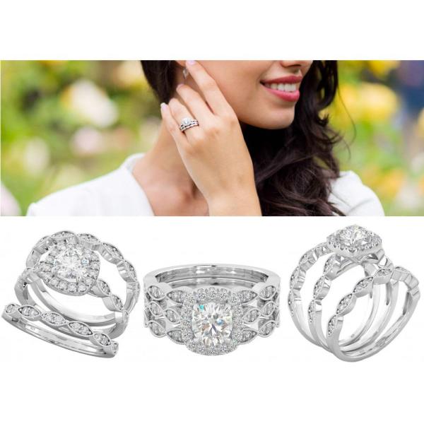 51pcs 0.51CT Halo Diamond Engagement Ring Set Claw Prong Setting Type