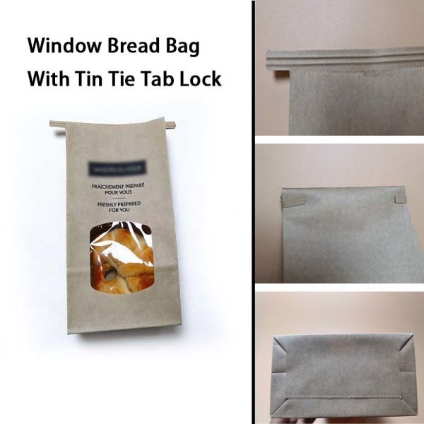 Brown Kraft Paper Window Bags Recyclable Window Tin Tie Bags Customized