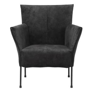 Comfortable Metal Legs Black Leather Dining Armchair With Upholstery Dc-7383