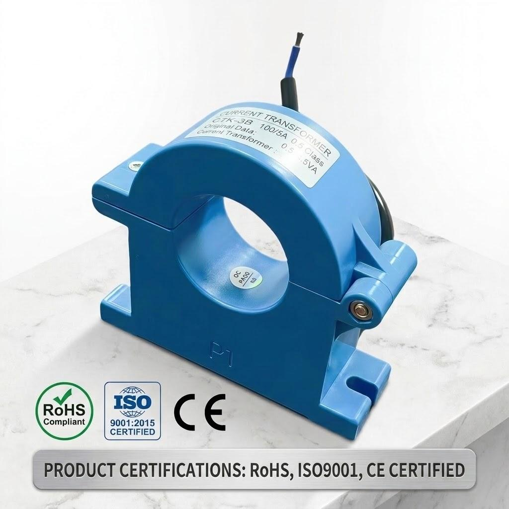 AC Split Core Current Transformer with Toroidal Magnetic Core for Non-Invasive Power Monitoring