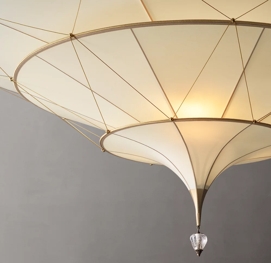 Yihao Custom Medieval Style Multi-Layer Ceramic Pendant Light Umbrella Shaped for Exhibition Hall Chandeliers