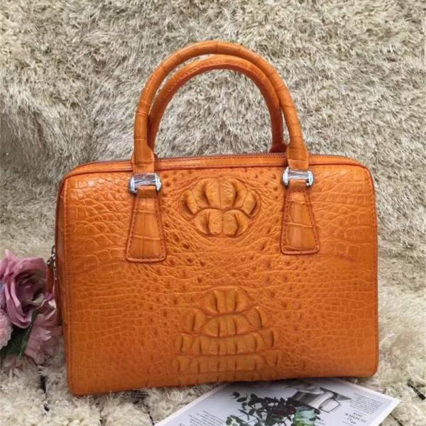 Genuine Real Alligator Skin Women Boston Purse Lady Handbag Exotic Authentic Crocodile Leather Female Cross Shoulder Bag