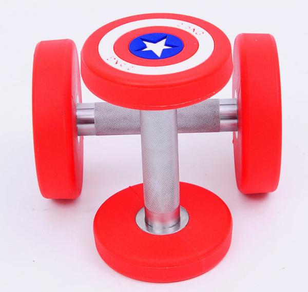 Captain America Dumbbells Round Headed PU Coated Dumbbells Sports And Fitness Equipment