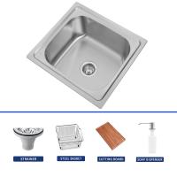 Personaliza el fregadero de cuenco único de acero inoxidable con drenaje / cesta