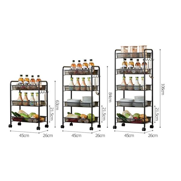 Rustproof 3 Tier Stainless Steel Cart , 10kg Bearing Steel Basket Trolley