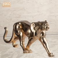 Final animal de la hoja de oro de la fibra de vidrio de las estatuillas de Polyresin de la decoración de la resina de la estatua animal del leopardo