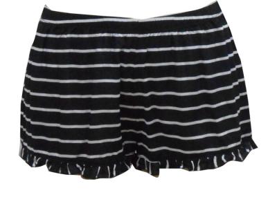 Flounce Bottom Black And White Horizontal Striped Shorts , Women'S Low Rise Trousers