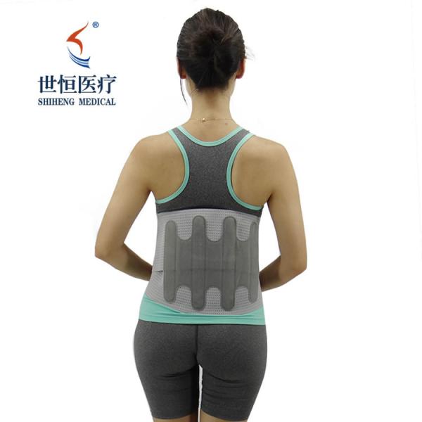 Fast selling Hot Pressing Thermal Plate breathable grey color Waist Supporter Belt with three removable pads