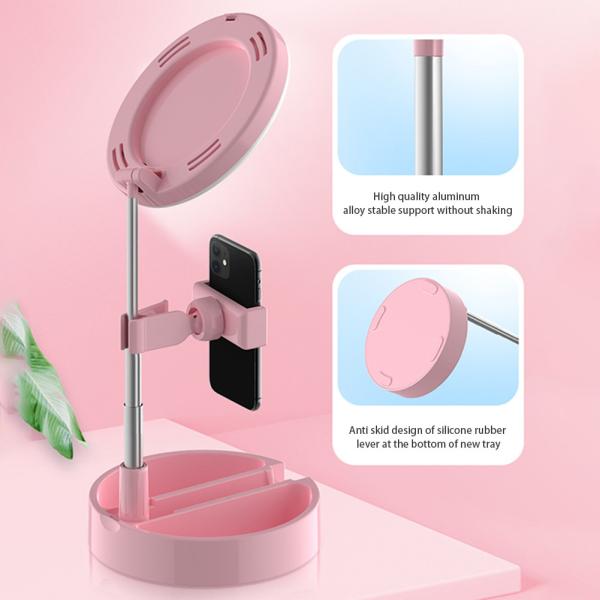 ABS 12W 5V Ring Light With Mirror And Phone Holder
