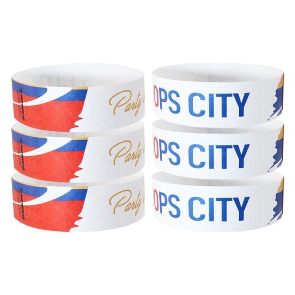 White Red Blue Adjustable and Heat Resistant Logo Wristbands for Your Corporate Events