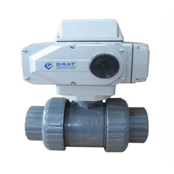 Chemical Resistant UPVC Electric Ball Valve Thread Connection Straight Through Type