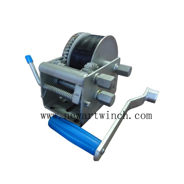 Boat Trailer Boat Hand Winch With Strap , 1000kg Small Industrial Hand Winch
