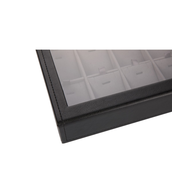 Velvet Jewelry Tray Organizer Holder , Storage Jewelry Carrying Case With Glass Cover