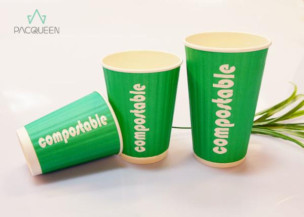 Compostable Paper Takeaway Cups Single Wall Leak Proof For Cold Beverage