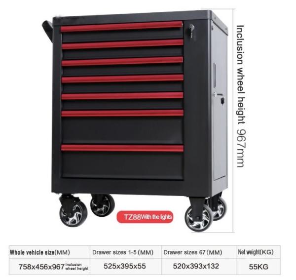 0.7mm 0.8mm Movable Tool Cabinet Trolley , Workshop Mobile Tool Chest Workbench