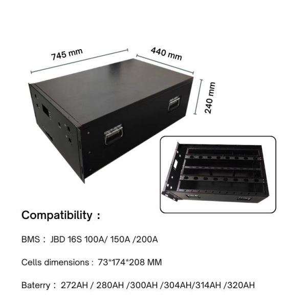Lifepo4 Battery Box For 51.2V 48v  304ah 280ah DIY Lithium Battery Case 15kwh