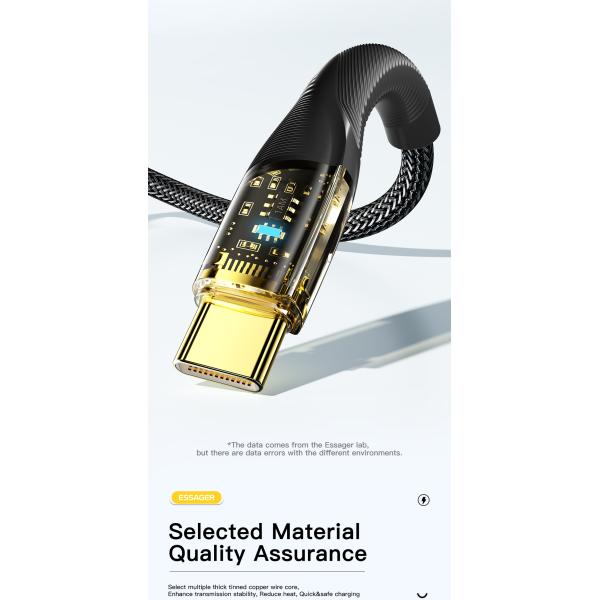 Tipo C a C Cable de carga USB transparente 480Mbps 60W Cable telefónico de 100W