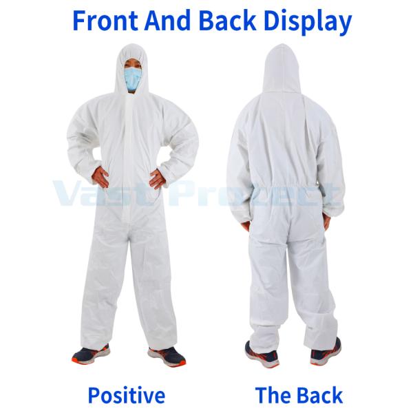 Белый одноразовый одежда с капюшоном для водонепроницаемости