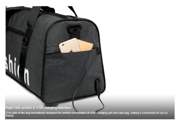 PU Leather Sports Messenger Short Distance Travel Bag 52*25*31cm