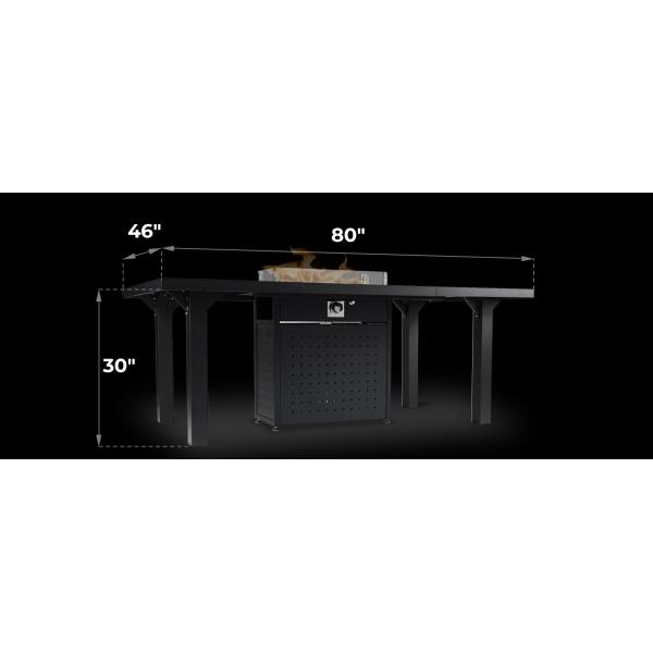 Rectangular Dining Smokeless Fire Table Propane Gas Fire Pit Table for Patio Garden