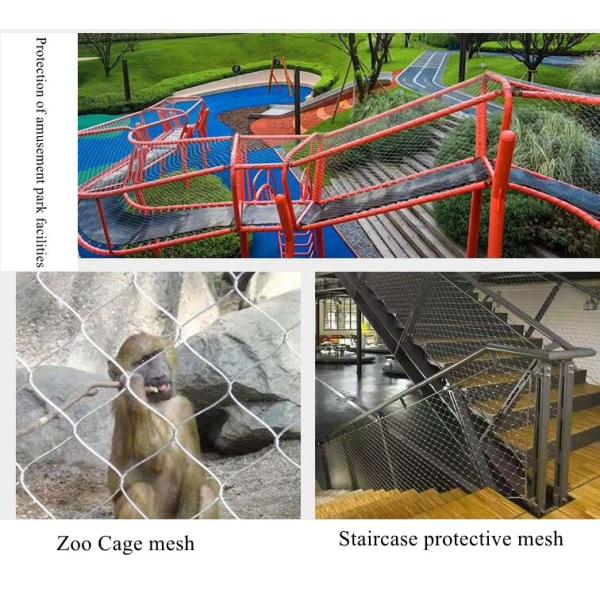 SS316 Stainless Steel Wire Rope Mesh Flexible Woven For Aviary Balcony Protection
