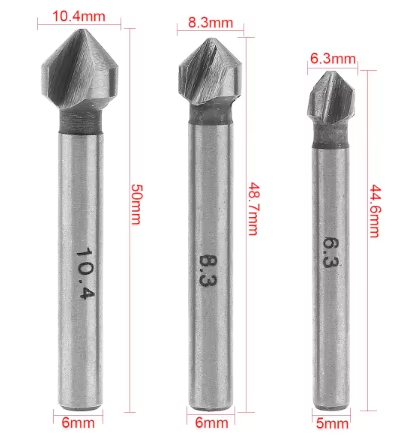 High Quality HSS Cutting Chamfer Tools Three Flutes Chamfer Countersink Drill Bit