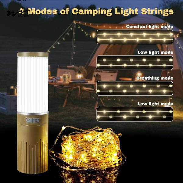 150-Light Plastic Camping Lantern with 49.2FT String 2 in 1 Warm White LED Tent Light