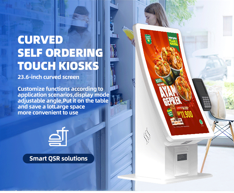 Self Checkin Kiosk with 10-Point Capacitive Touch, 1920X1080 Resolution LCD Display and Cloud-Based CMS for Interactive Self Service
