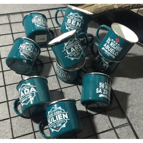 150g 350ml Enamel Coffee Mug Featuring High Temperature Logo Printing Ideal for Camping Hiking Outdoor Travel Activities