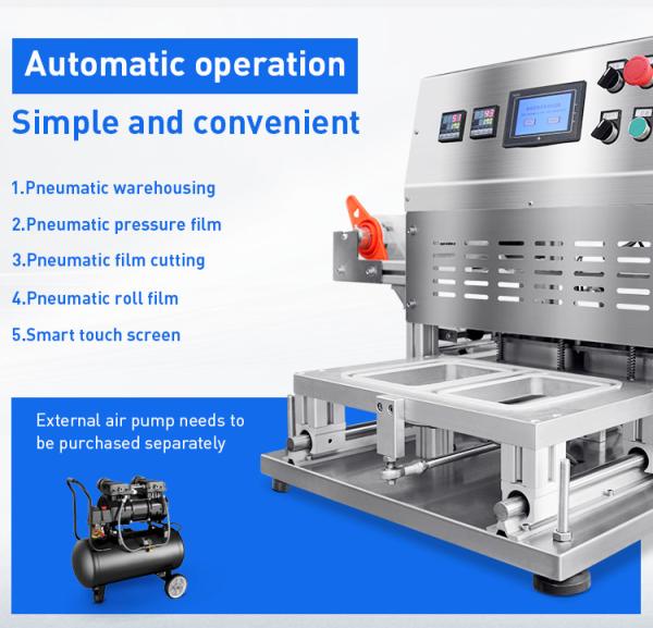 Hygiene Pneumatic Operation Fresh Chicken Salad Food Tray Sealer Plastic Food Box Package Machine