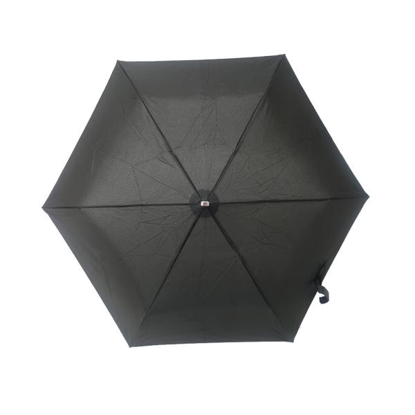 Black Super Light Compact Umbrella Flat Plastic Handle 190T Pongee Fabric