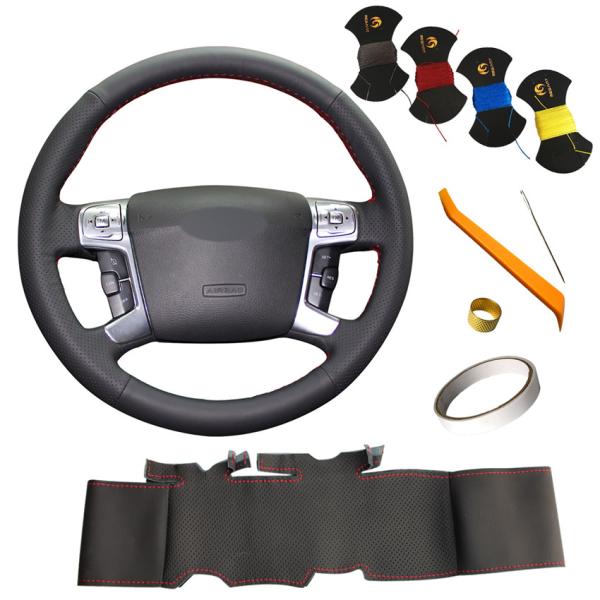 Hand Sewing Artificial Leather Custom Steering Wheel Cover for Ford Mondeo Ford Mk4 Ford S-Max 2007 2008 2009 2010 2011 2012